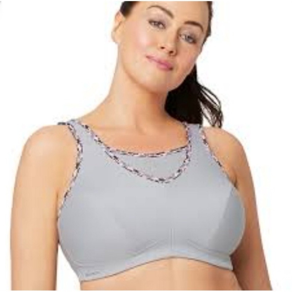 NWOT Glamorise 44F No Bounce Cami Sports Bra 1066 Gray Pink 111199